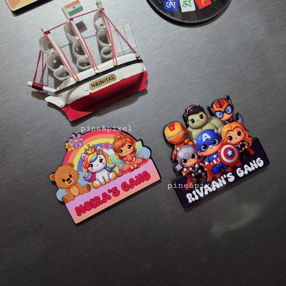 kids personalized fridge magnets in cute themes