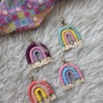 hancrafted chunky jumbo macrame rainbow keychains with personalized name tags