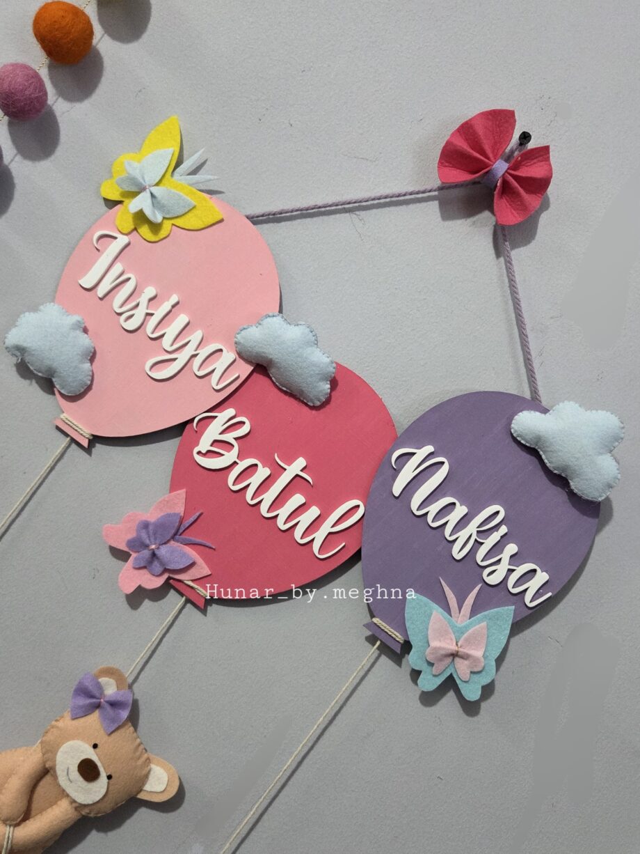 siblings balloon and animals name hanging for kids room decor personalized gifts and decor