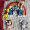 cute felt animals lion elephant name hanging with macrame rainbow