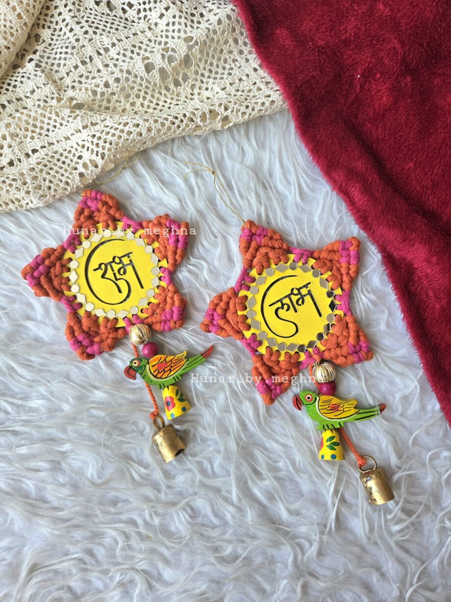 macrame diwali festive decor handknotted shubh laabh hangings