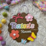 personalized room decor for kids and girls hostel room decor with pastel flowers and name
