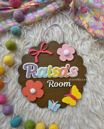 personalized room decor for kids and girls hostel room decor with pastel flowers and name