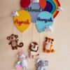 felt animals jungle buddy name hangings for siblings room decor lion rainbow unicorn tiger monkey elephant kids room decor