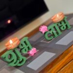 laser cute shubh laabh candle holder table top decor for diwali and festive giftings and festive decor handcrafted corporate gifting lotus