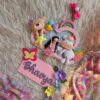 macrame doll and felt unicorn teddy name plate with wooden cloud and name plank in pretty pink color for nursery decor and kids room decor with macrame rainbow