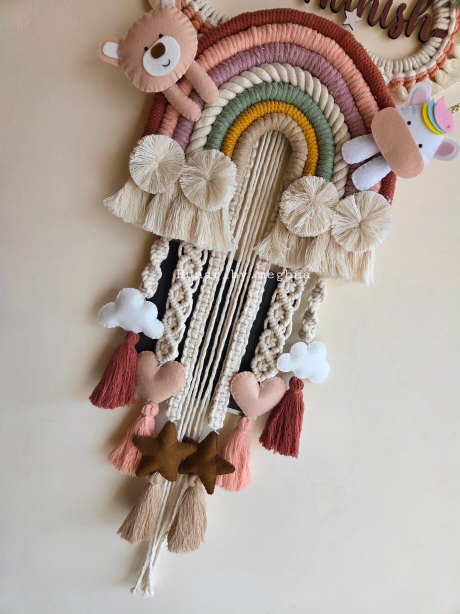 kids room decor handcrafted with macrame cotton cords and high quality felt